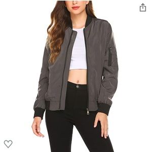 Women’s Classic Solid Bomber Jacket Zip Up